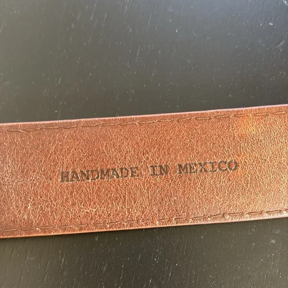 Tecovas ostrich Brown Leather Belt with Brass Buckle - Picture 8 of 16